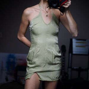 Princess Polly size small slip green halter dress